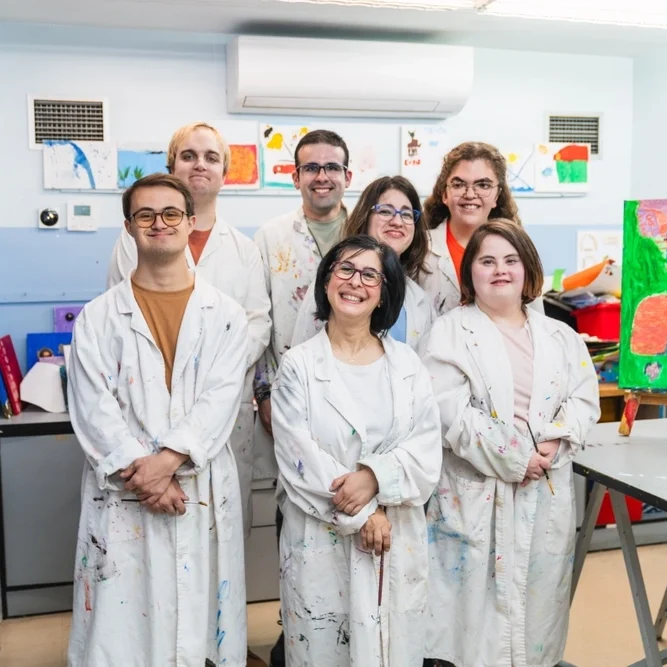 disabled friends in a painting class